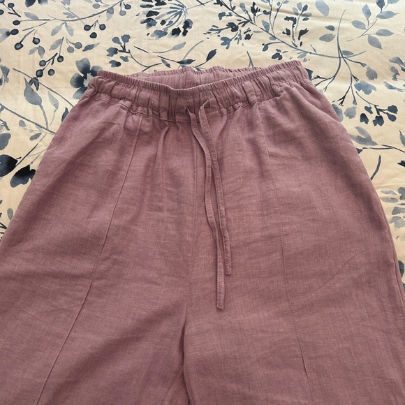 Lavender linen wide leg pants - Picture 2 of 6